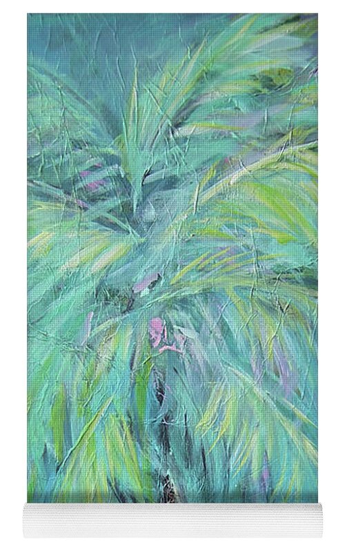 Caribbean Blue Palm Tree Painting - Yoga Mat