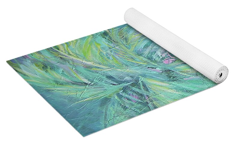 Caribbean Blue Palm Tree Painting - Yoga Mat