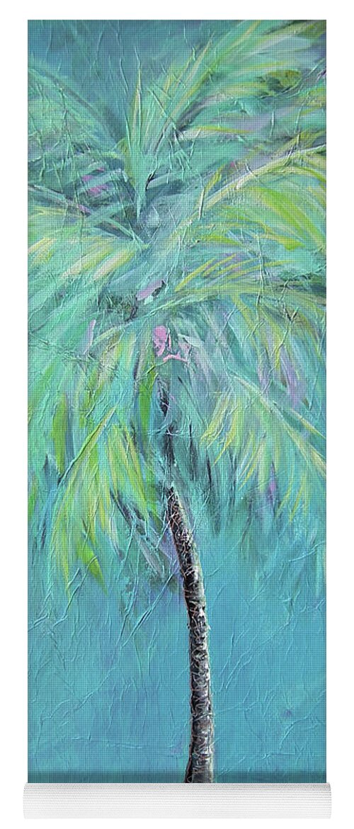 Caribbean Blue Palm Tree Painting - Yoga Mat