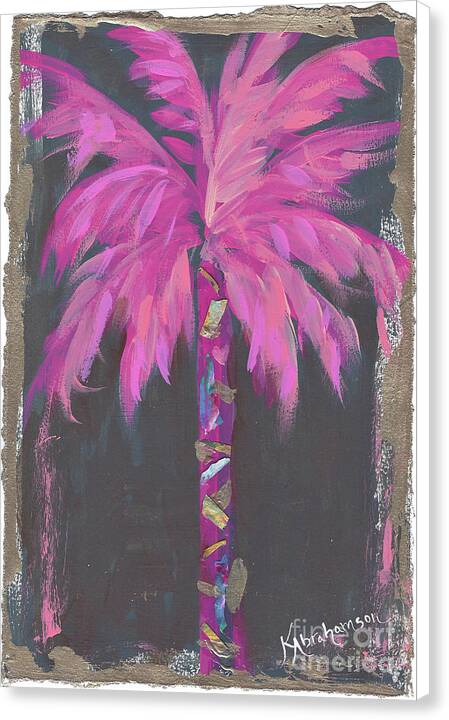 Coconut Beach Pink Palm Tree Painting no 55 - Canvas Print