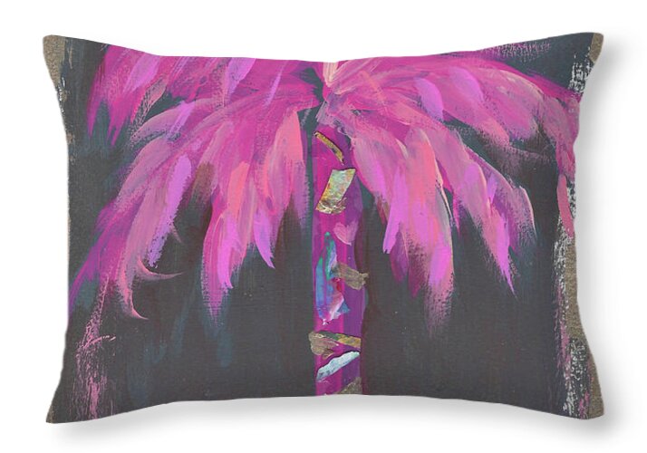 Coconut Beach Pink Palm Tree Painting no 55 - Throw Pillow
