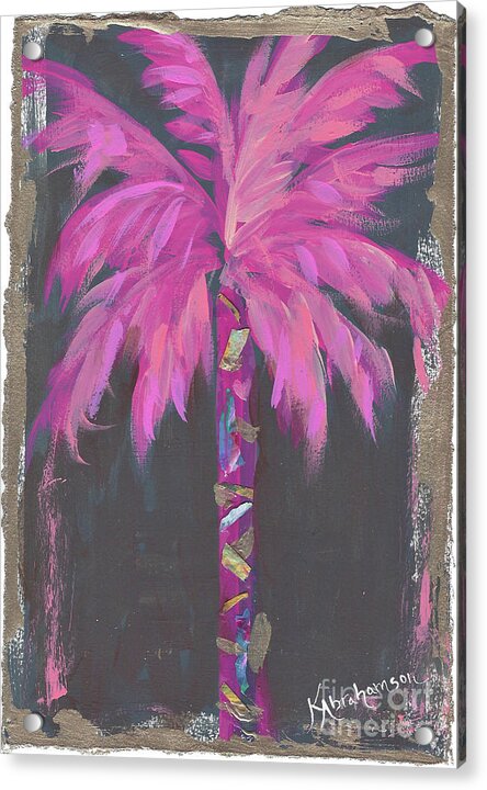Coconut Beach Pink Palm Tree Painting no 55 - Acrylic Print