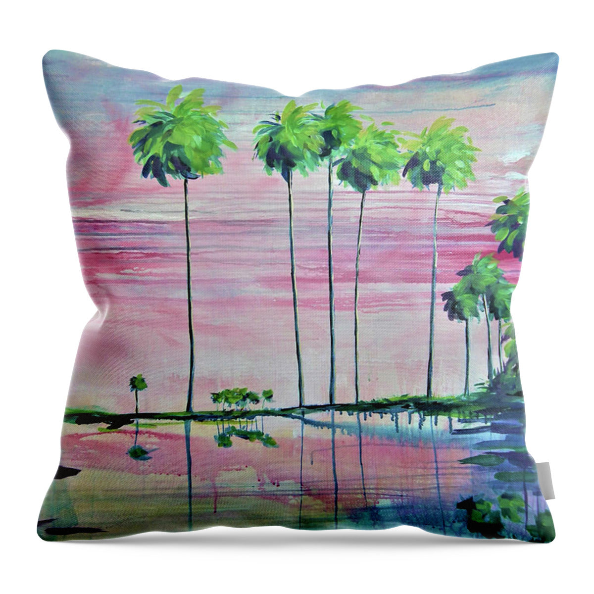 Intercoastal Pink Sky Reflections 2 - Throw Pillow