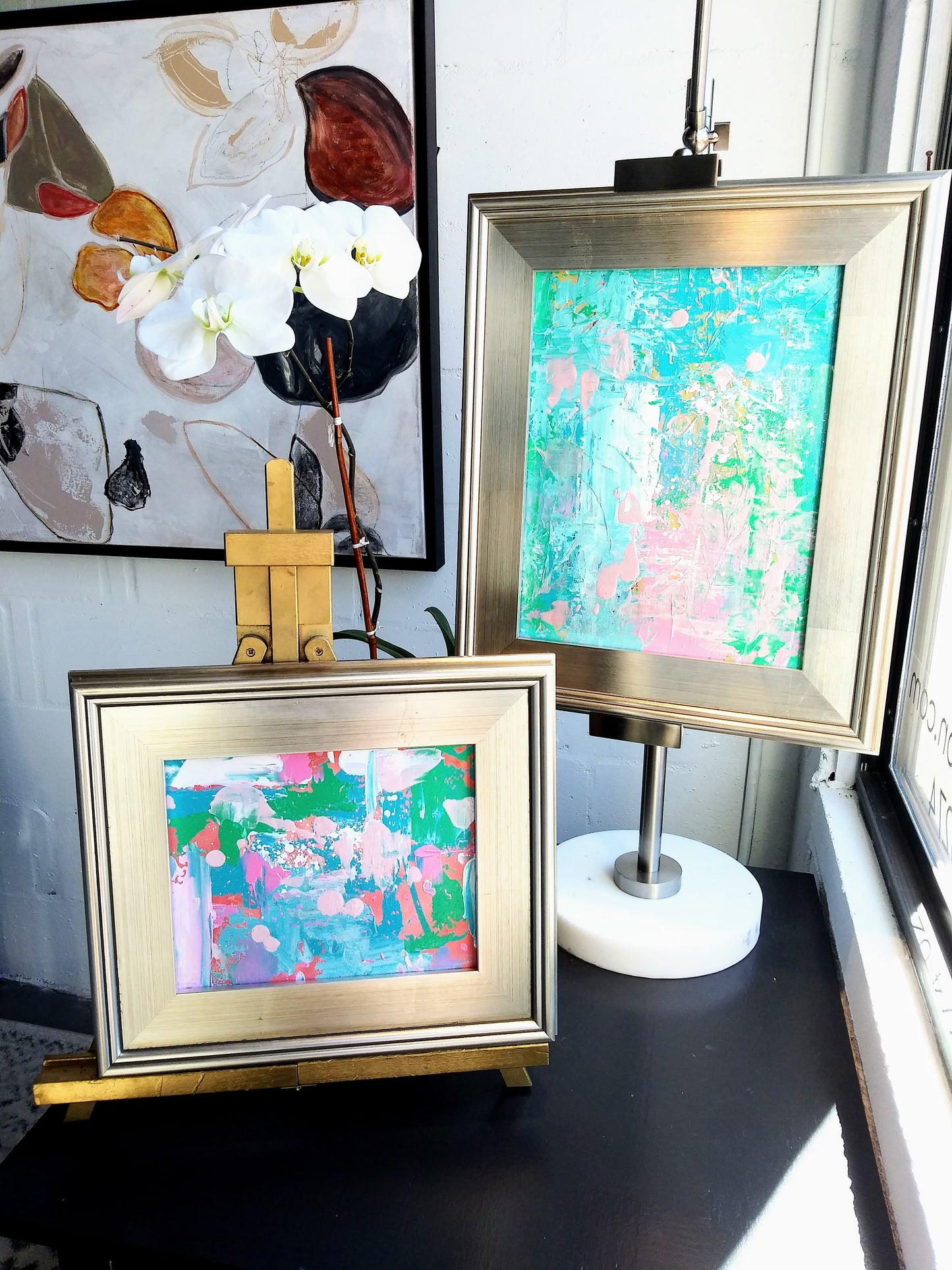 "April Lily 1" Framed Abstract Painting 11x14"