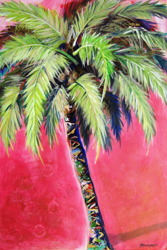 "Blushing Pink Palm Tree Painting" 20" x 30" Original Painting
