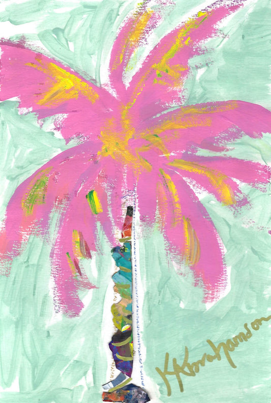 Mint Green Lily Palm on Paper 6x9"