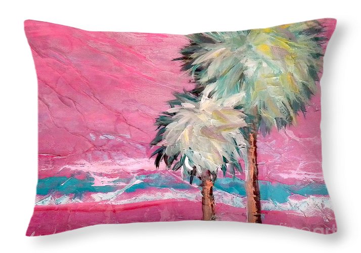 Pink Horizon Palms - Throw Pillow