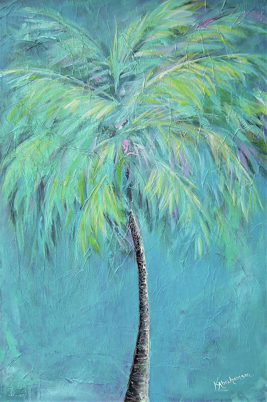 Caribbean Blue Palm Tree Painting - Art Print