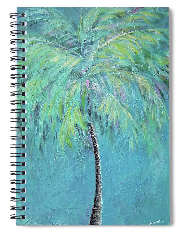 Caribbean Blue Palm Tree Painting - Spiral Notebook