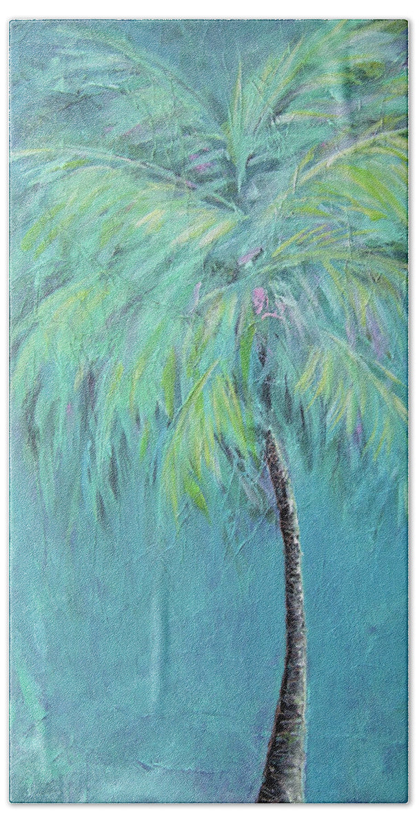 Caribbean Blue Palm Tree Painting - Beach Towel