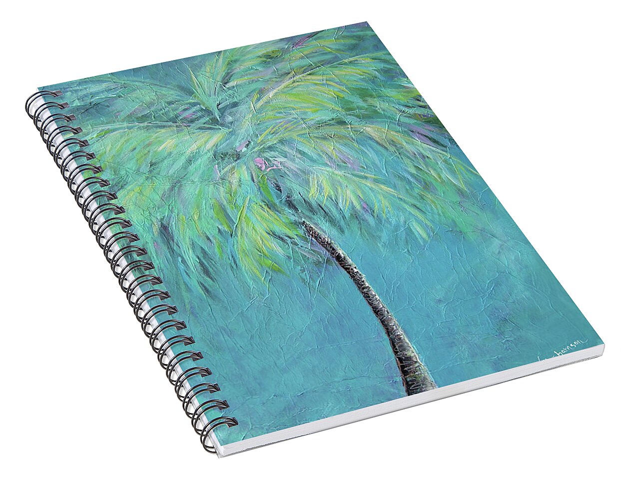 Caribbean Blue Palm Tree Painting - Spiral Notebook