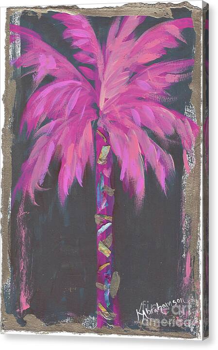 Coconut Beach Pink Palm Tree Painting no 55 - Canvas Print