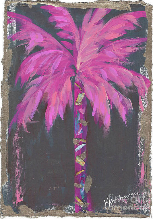 Coconut Beach Pink Palm Tree Painting no 55 - Art Print