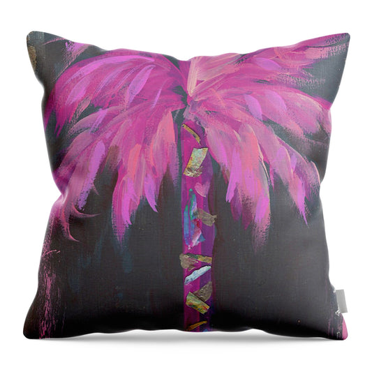 Coconut Beach Pink Palm Tree Painting no 55 - Throw Pillow