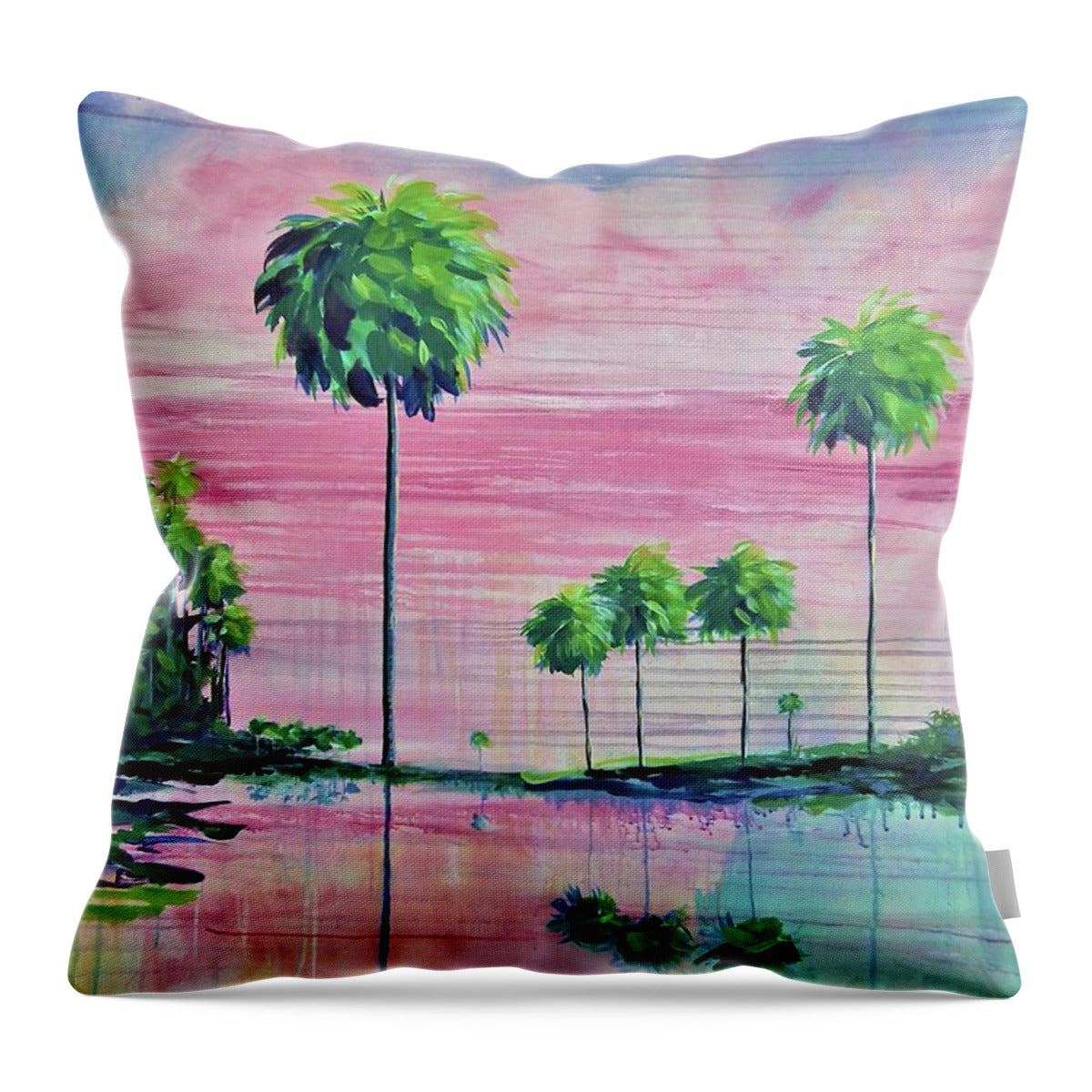 Intercoastal Pink Sky Reflections 1 - Throw Pillow