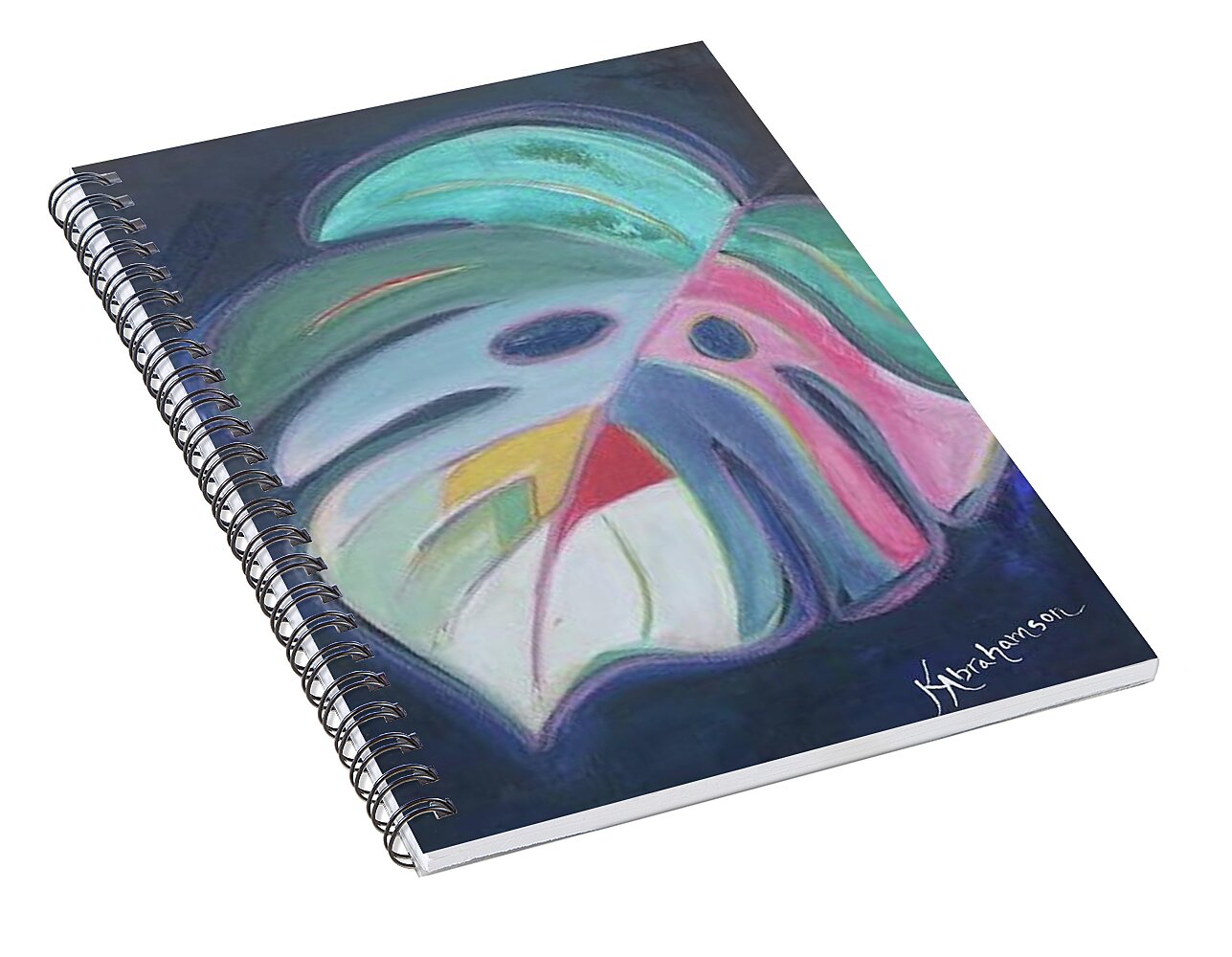 Navy Monstera Palm - Spiral Notebook