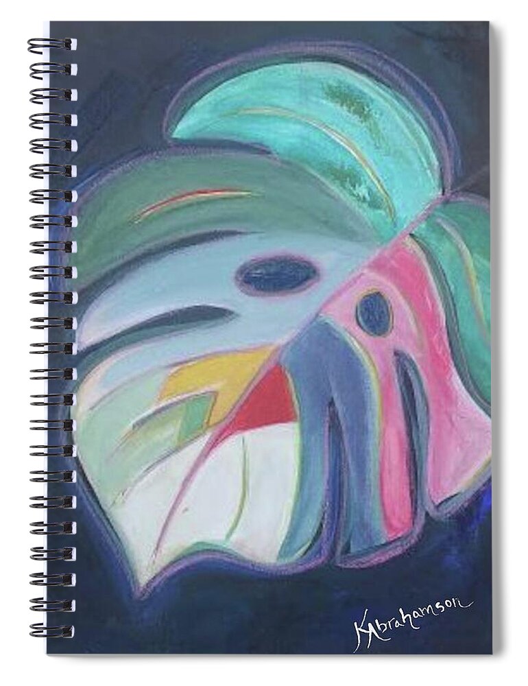 Navy Monstera Palm - Spiral Notebook