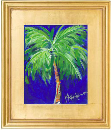 "Bold Blue Palm" Painting 8x10 Framed