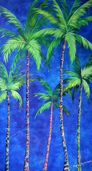 "Colorful Family of Five Palms"