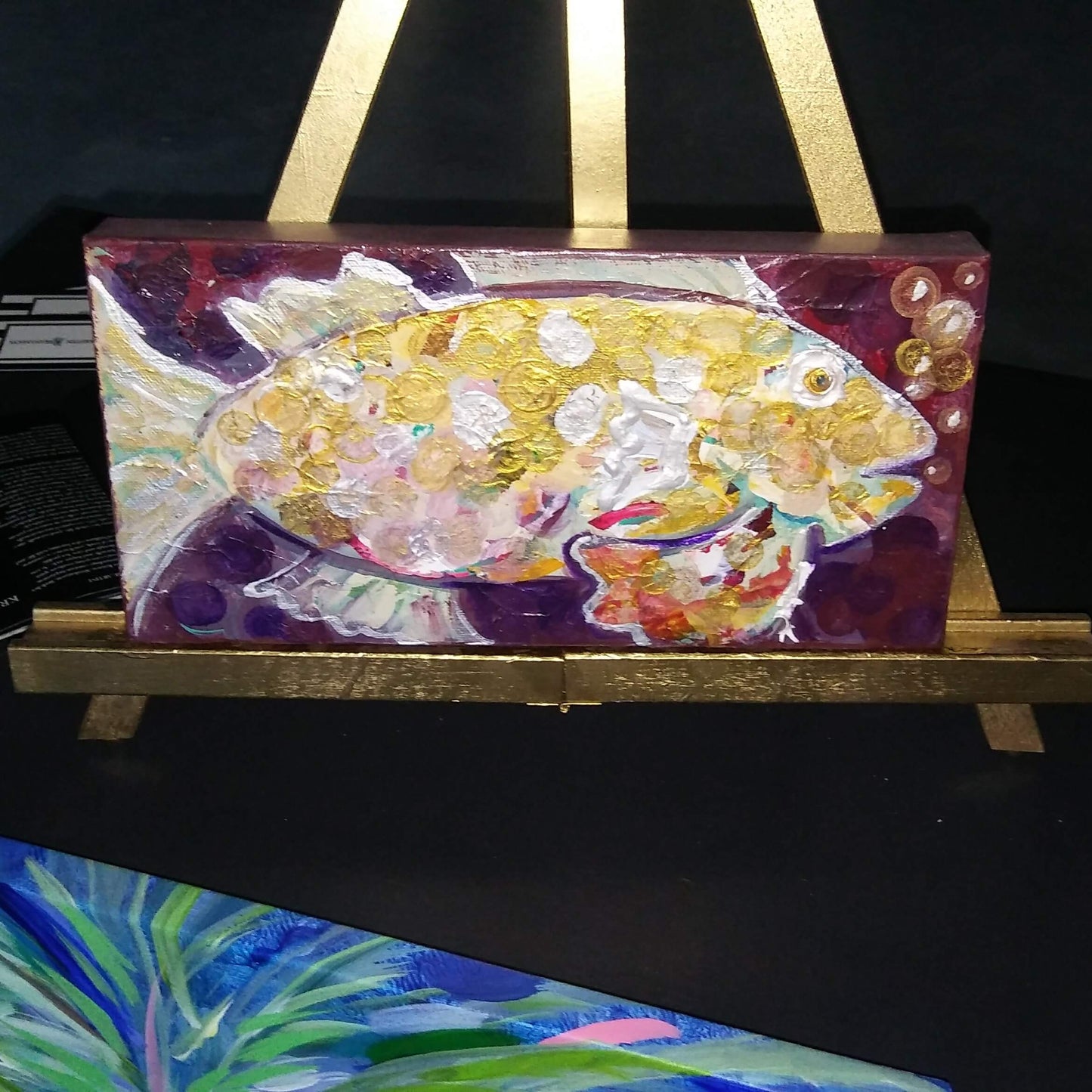 "Golden Fish Painting 6x12"