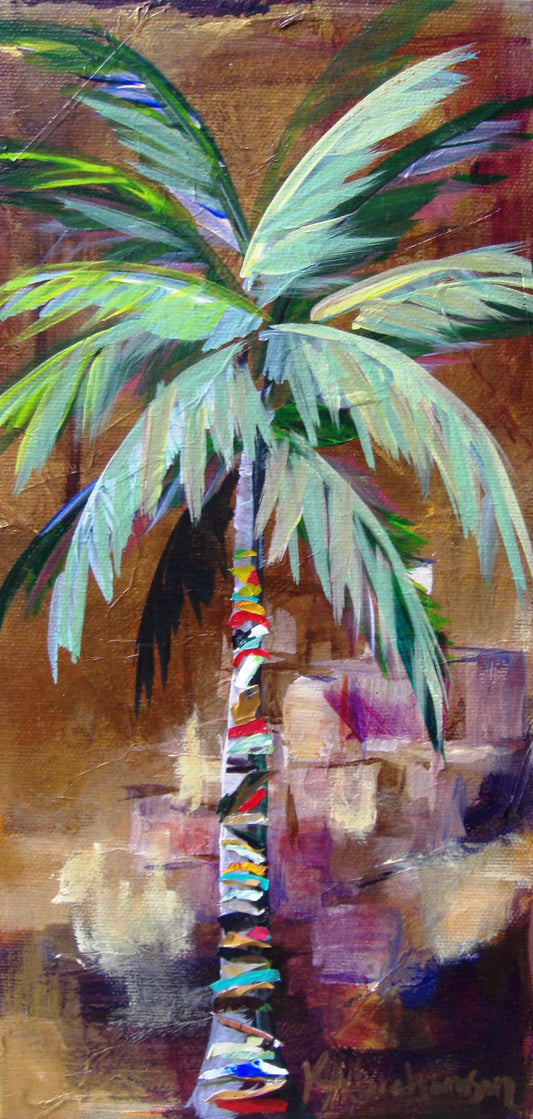"Golden Amethyst Palm Tree Painting"