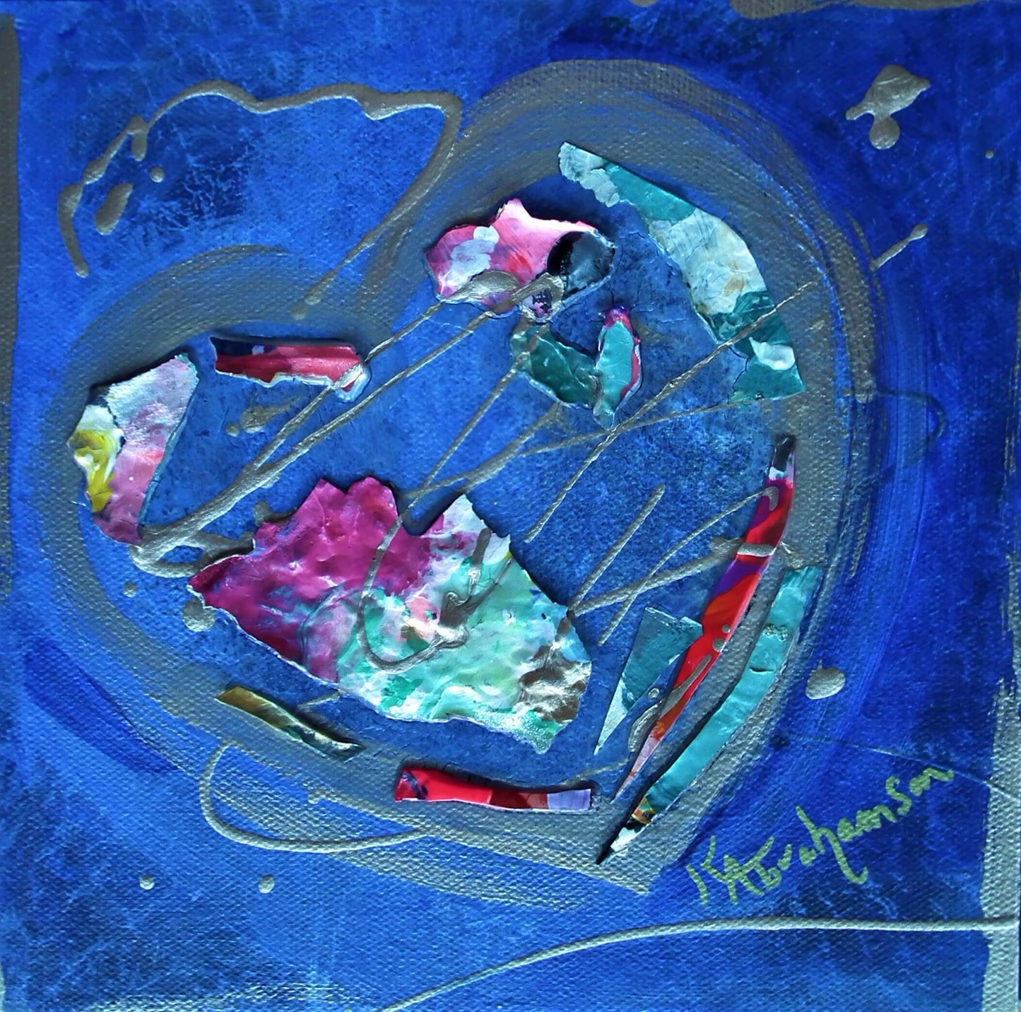 Tiny Treasures Abstract Heart Painting 8x8" #52