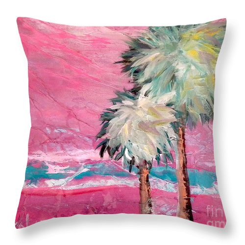 Pink Horizon Palms - Throw Pillow