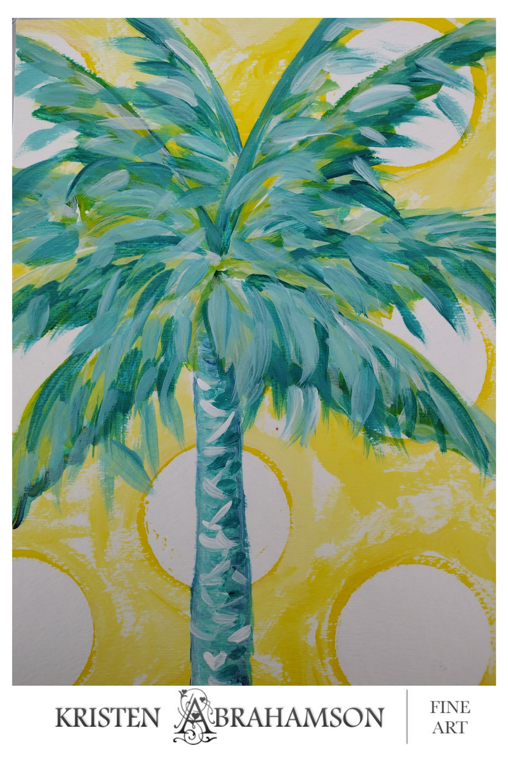 Framed Yellow Palm Tree Painting